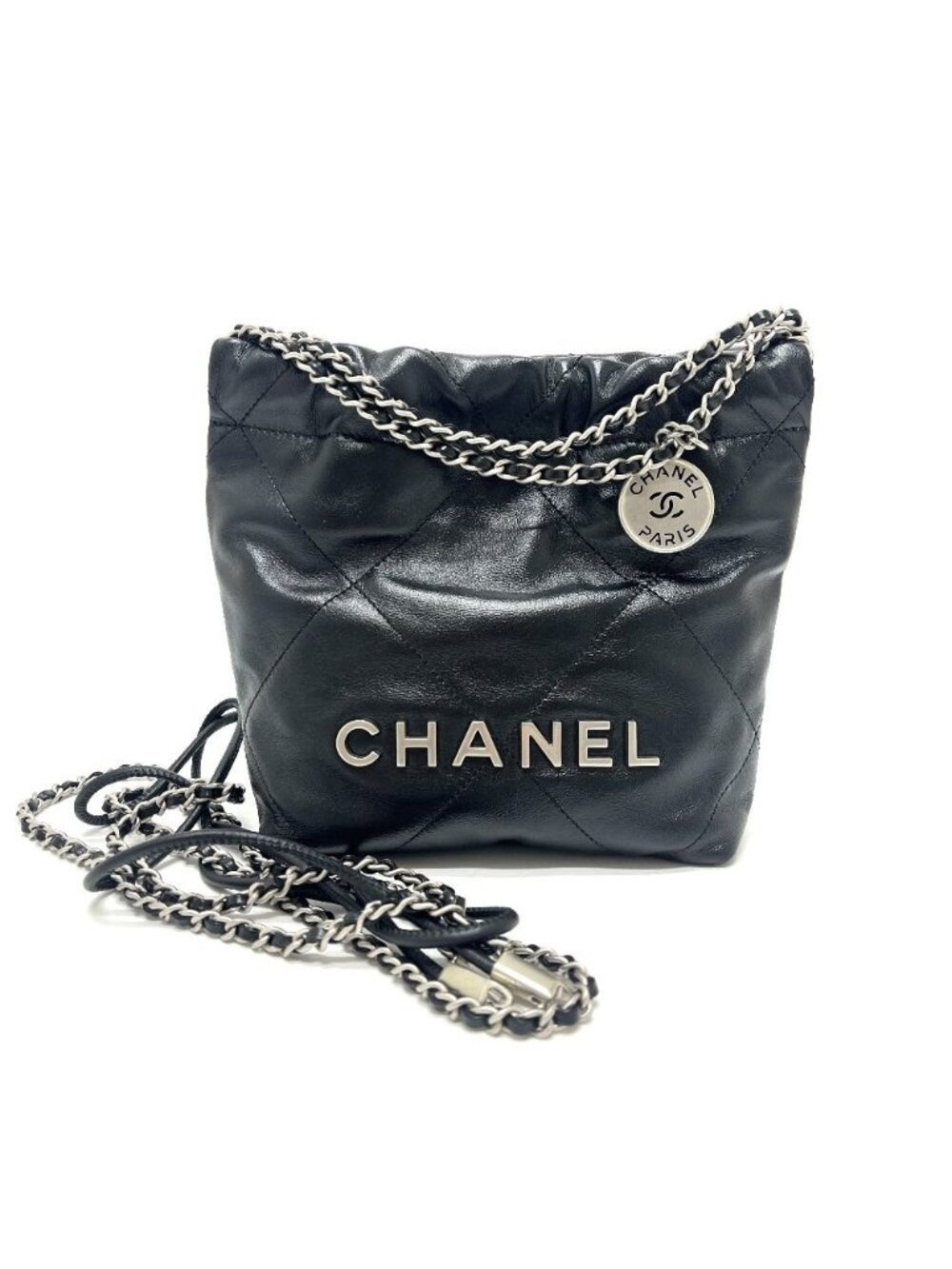 Chanel Shoulder Bag 22 Mini Leather Black Svhardware